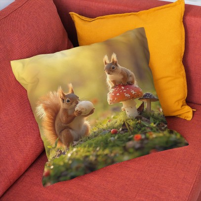 3D възглавница Катерички през есента - Autumn Squirrels