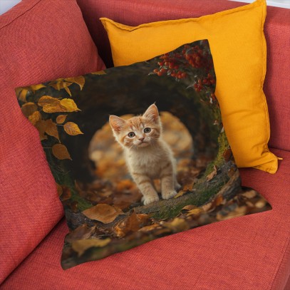 3D възглавница Коте през есента - Autumn Cat