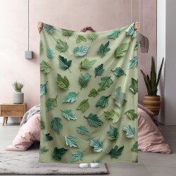 3D Одеяло Detailed leaves green - Живот в нюанси