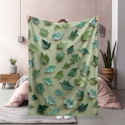 3D Одеяло Detailed leaves green - Живот в нюанси