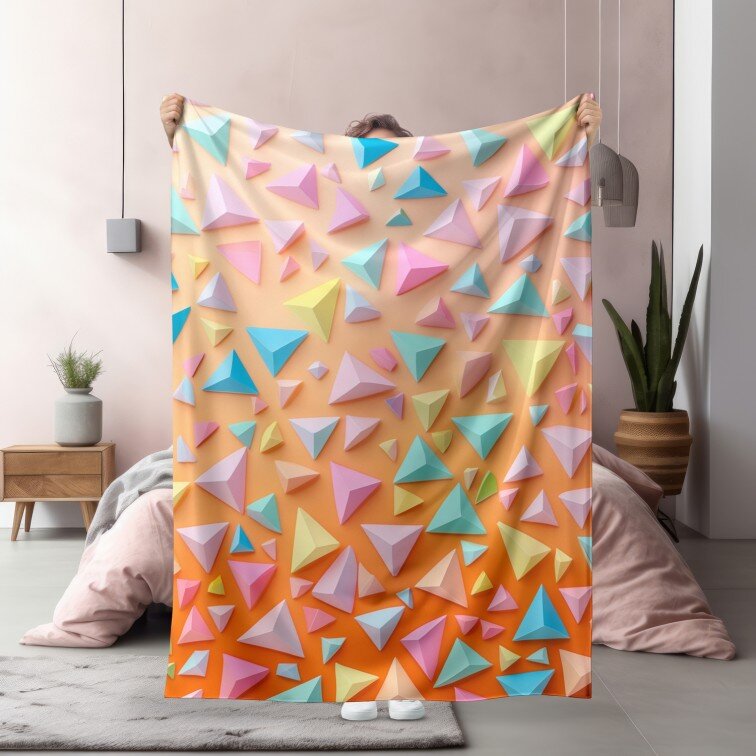 3D Одеяло Geometric triangles in a variety of bright - Цветни ъгли