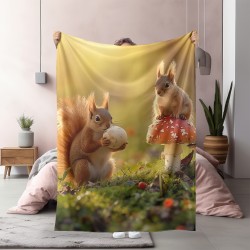 Одеяло с есенни мотиви Катерички през есента - Autumn Squirrels