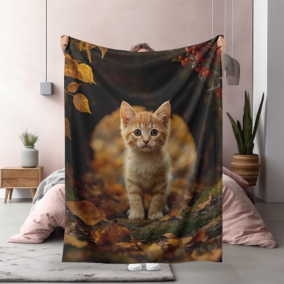 3D одеяло Коте през есента - Autumn Cat