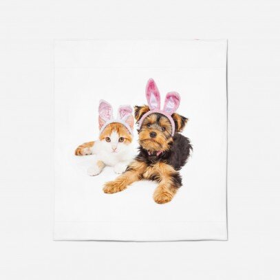 Забавно великденско одеяло Куче и Котка на Великден - Easter Dog And Cat