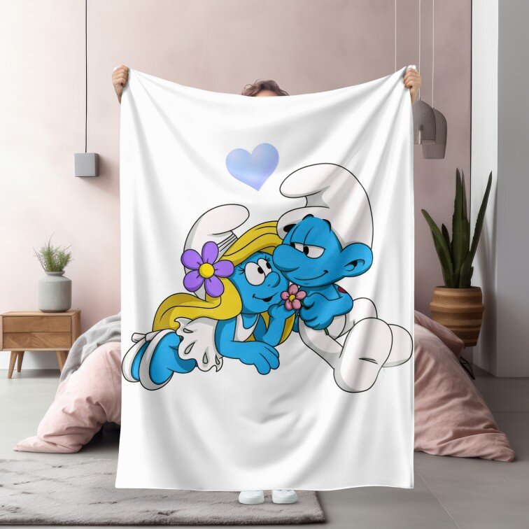 Детско одеяло Smurfs in Love - Влюбени смърфове
