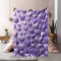 Одеяло Pastel purple-hearts - Лилави сърца