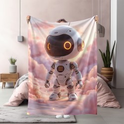 Модерно одеяло Робот Розови Облаци - Robot Pink clouds