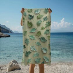 Кърпа за плаж Detailed leaves green - Живот в нюанси