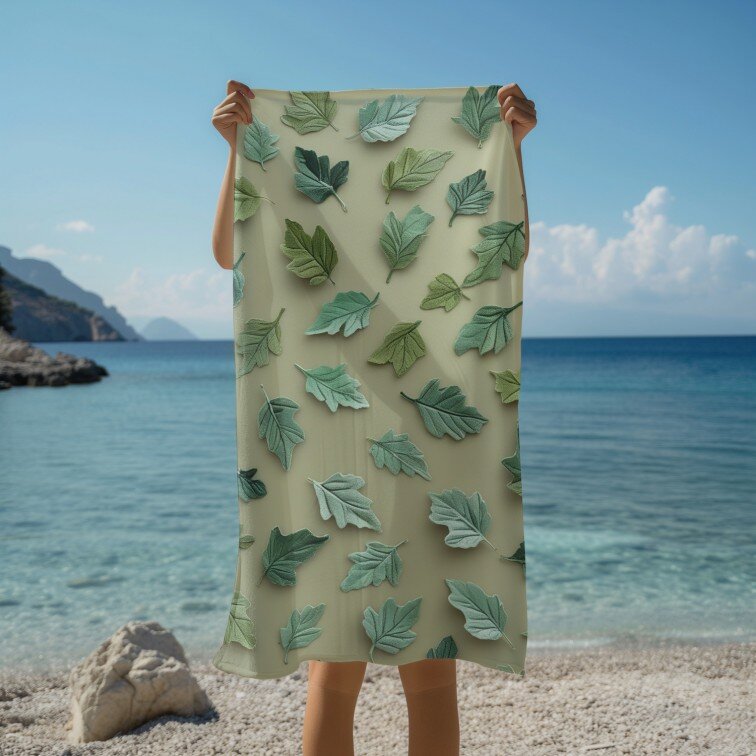 Кърпа за плаж Detailed leaves green - Живот в нюанси