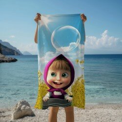 Кърпа Masha and the Bear Movie - Маша в полето с балончета