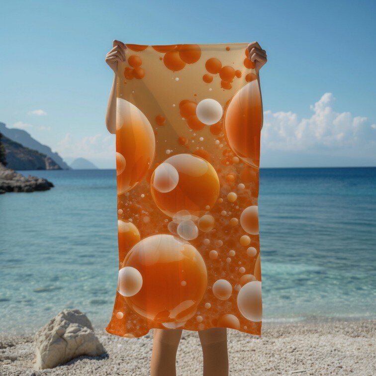 Кърпа за плаж  Оранжеви балончета - Orange bubbles