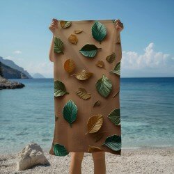 Кърпа Tiny leaves in shades of olive - Нюанси на маслина