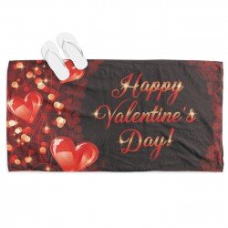 Романтична хавлия Честит Свети Валентин - Happy Valentine Day Black