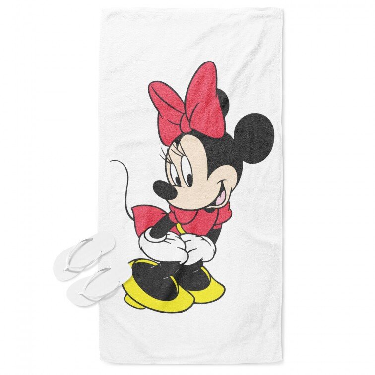 Модерна плажна кърпа за деца Мини Маус - Mini Mouse White