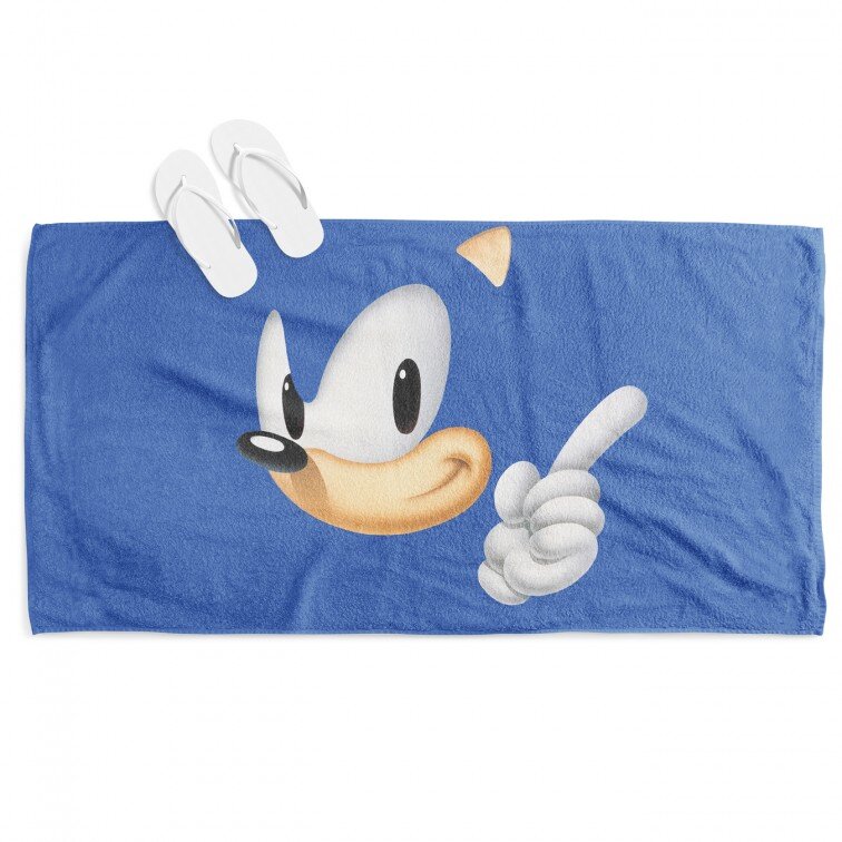 3D плажна кърпа за деца Соник синьо - Sonic Blue