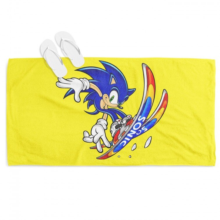 3D плажна кърпа Соник - Sonic Skiing