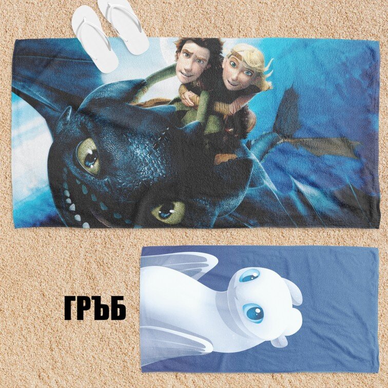 Плажна кърпа Как да си дресираш дракон - How To Train Your Dragon