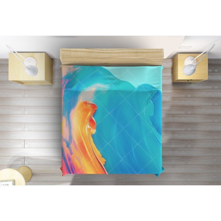 Арт кувертюра за легло Рисувана цветна вълна - Paint colorful wave