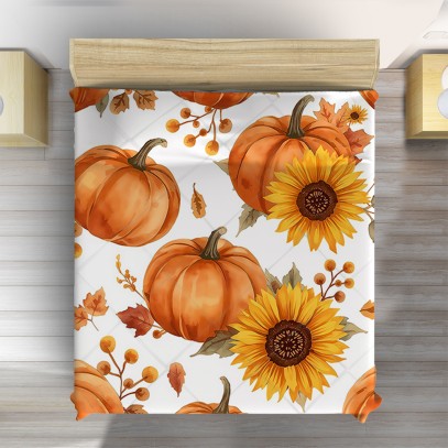 3D покривало за легло Тикви и слънчогледи - Pumpkins and Sunflowers