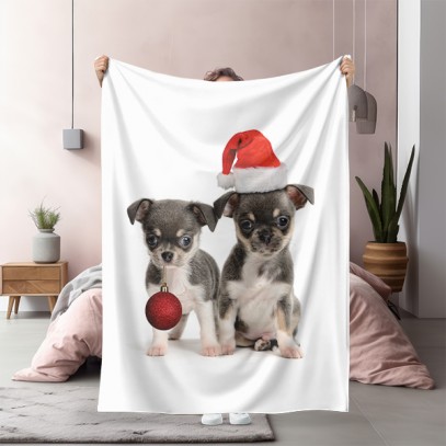 3D зимно одеяло Коледни кученца - Christmas Puppies