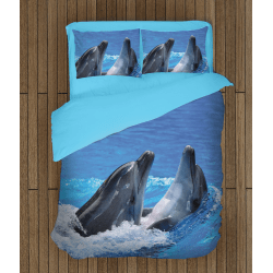 Комплект спално бельо със завивка Делфини - Two Dolphins