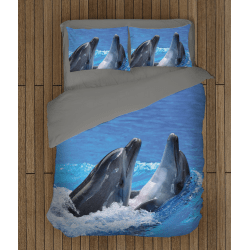Комплект спално бельо със завивка Делфини - Two Dolphins