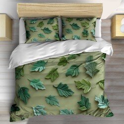 Спално бельо Detailed leaves green - Живот в нюанси