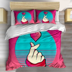 Цветно спално бельо Сърце с пръсти - Finger Heart