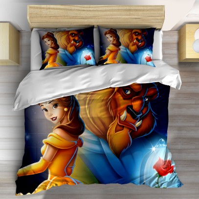 3D детско спално бельо Красавицата и Звяра - Beauty and the Beast Animation