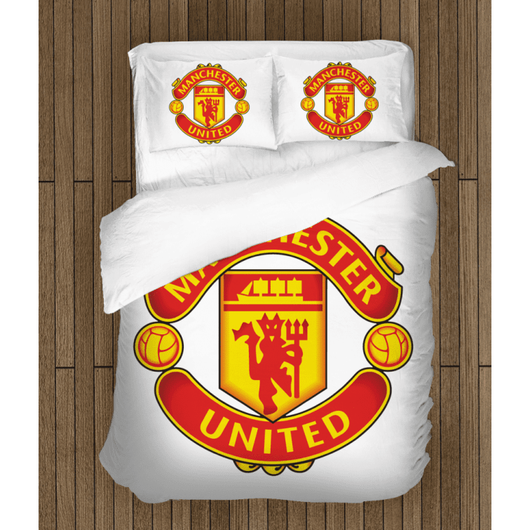 Футболно спално бельо със завивка Манчестър Юнайтед - Manchester United White