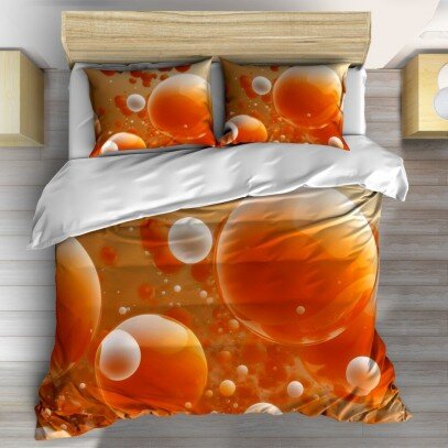 3D Спално бельо Оранжеви балончета - Orange bubbles
