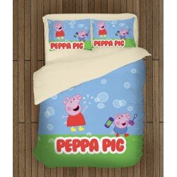 Спален комплект с олекотена завивка за деца Пепа Пиг - Peppa Pig Bubbles