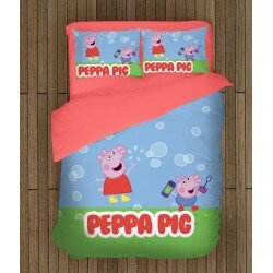 Спален комплект с олекотена завивка за деца Пепа Пиг - Peppa Pig Bubbles