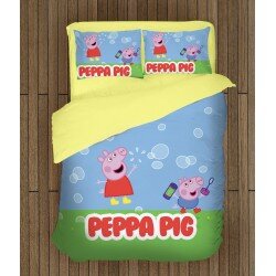 Спален комплект с олекотена завивка за деца Пепа Пиг - Peppa Pig Bubbles