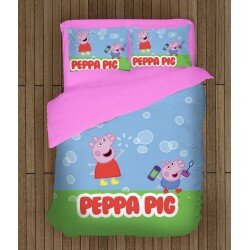 Спален комплект с олекотена завивка за деца Пепа Пиг - Peppa Pig Bubbles