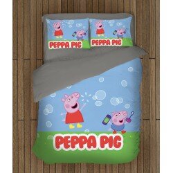 Спален комплект с олекотена завивка за деца Пепа Пиг - Peppa Pig Bubbles