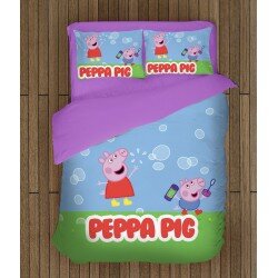 Спален комплект с олекотена завивка за деца Пепа Пиг - Peppa Pig Bubbles