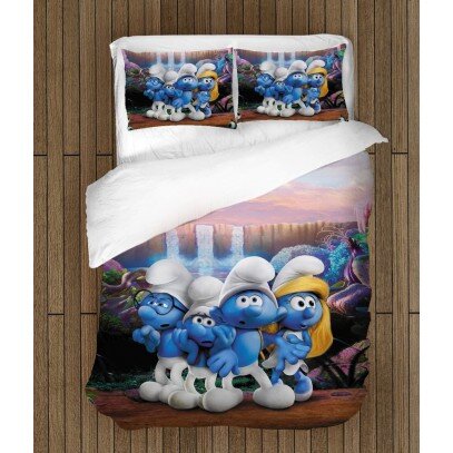 Фенски детски спален комплект The Smurfs in trouble - Смърфовете в беда