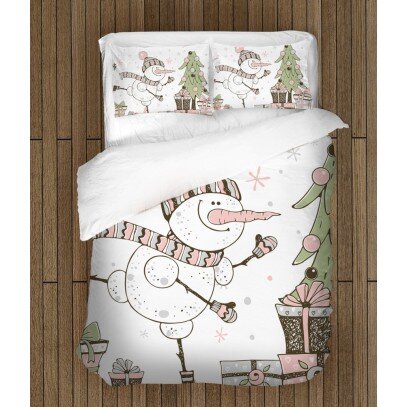 Ефектно коледно спално бельо Снежен човек рисунка - Snowman Painting