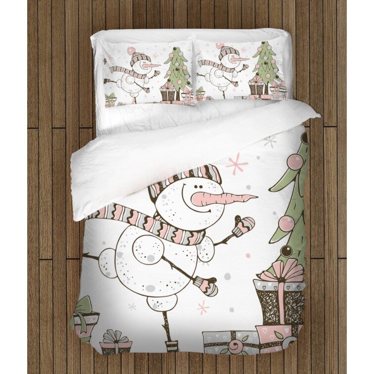 Ефектно коледно спално бельо Снежен човек рисунка - Snowman Painting