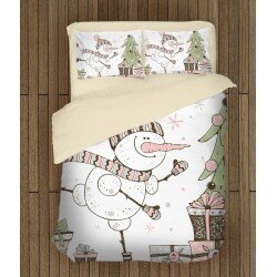 Ефектно коледно спално бельо Снежен човек рисунка - Snowman Painting