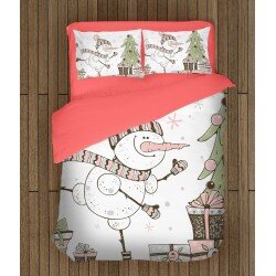 Ефектно коледно спално бельо Снежен човек рисунка - Snowman Painting