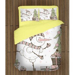 Ефектно коледно спално бельо Снежен човек рисунка - Snowman Painting