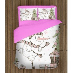 Ефектно коледно спално бельо Снежен човек рисунка - Snowman Painting
