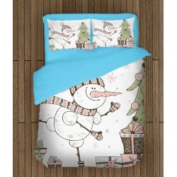 Ефектно коледно спално бельо Снежен човек рисунка - Snowman Painting