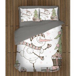 Ефектно коледно спално бельо Снежен човек рисунка - Snowman Painting