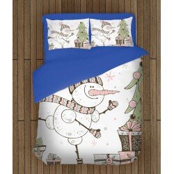 Ефектно коледно спално бельо Снежен човек рисунка - Snowman Painting