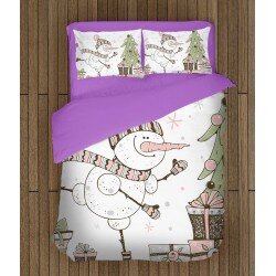 Ефектно коледно спално бельо Снежен човек рисунка - Snowman Painting