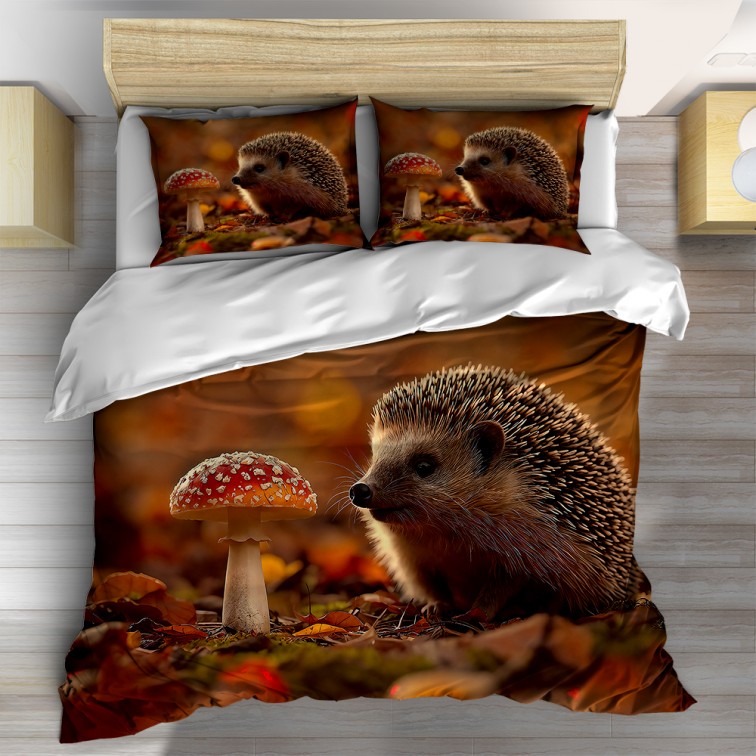 3D спално бельо Таралеж през есента - Autumn Hedgehog