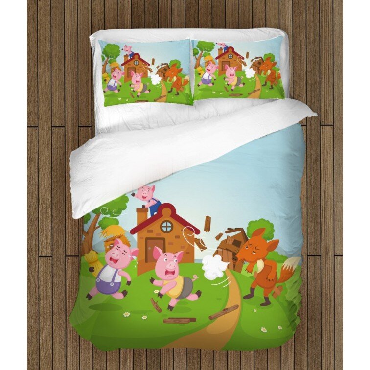 3D детски спален комплект Трите прасенца - Three Little Pigs